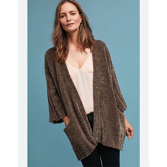 Moth Anthropologie Chenille Open Front
Dark Green Cardigan Oversized Size XS - Picture 1 of 10